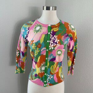 Lucky Brand Womens Small 60s Mod Style Cardigan Sweater Button Up 3/4 Sleeve